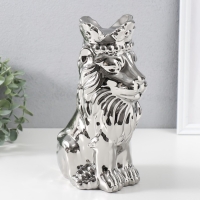 Сувенир керамика "Лев в короне" серебро 17х12х26 см Сувенир керамика "Лев в короне" серебро 17х12х26 см