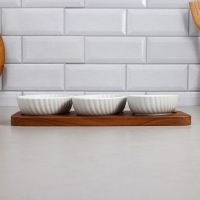 Менажница «Кармен», 3 шт: 250 мл, овальная, деревянное основание, фарфор, Иран Менажница «Кармен», 3 шт: 250 мл, овальная, деревянное основание, фарфор, Иран