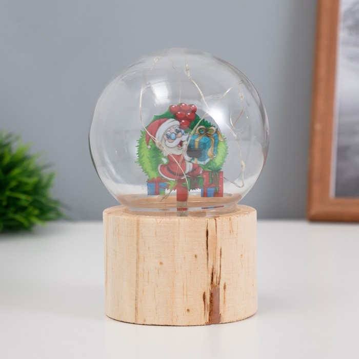 Ночник &laquo;Шар-дед мороз с подарком&raquo; LED 3хAG10 шар 8см 6,5х6,5х11,5см
