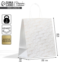 Пакет подарочный крафтовый, упаковка, &laquo;С днём рождения&raquo;, 22 х 25 х 12 см