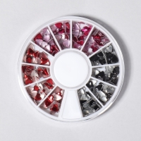 Заклёпки для ногтей, объёмные, 12 ячеек, цвет чёрный/розовый/красный Заклёпки для ногтей, объёмные, 12 ячеек, цвет чёрный/розовый/красный