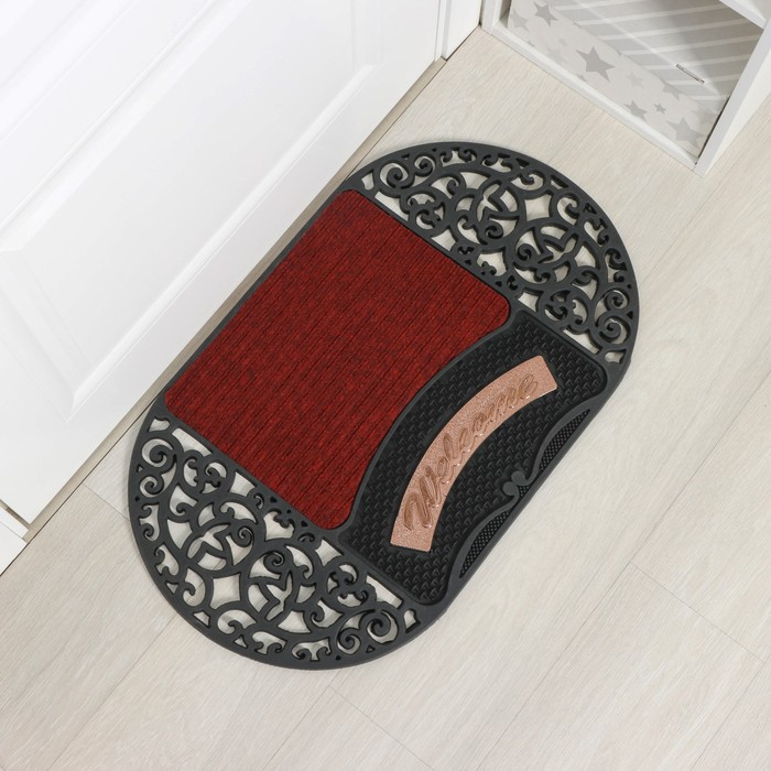 Коврик придверный узорный Доляна Welcome, 45&times;75 см, цвет МИКС