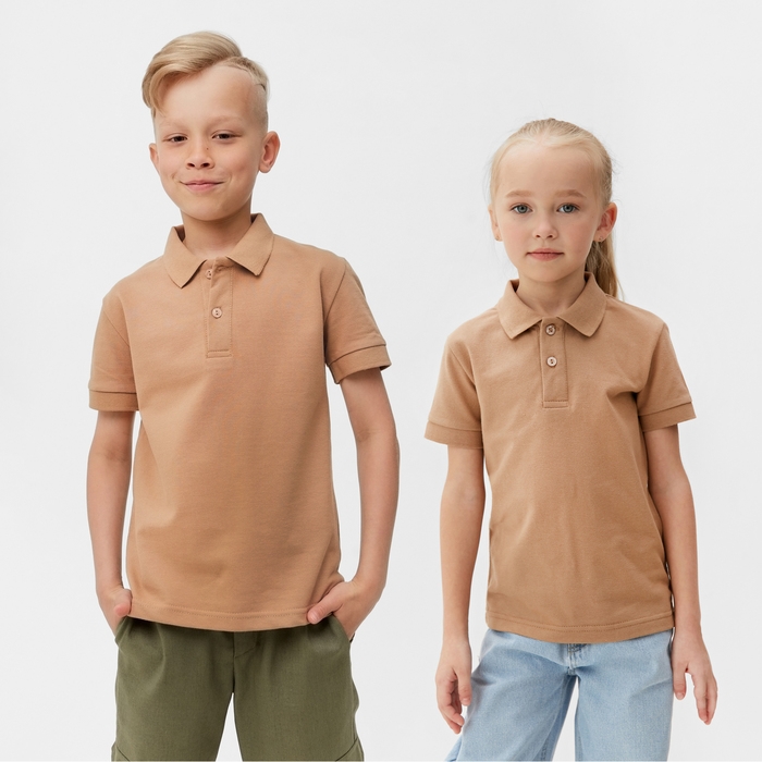 Футболка детская поло MINAKU: Basic line цвет бежевый, рост 104
