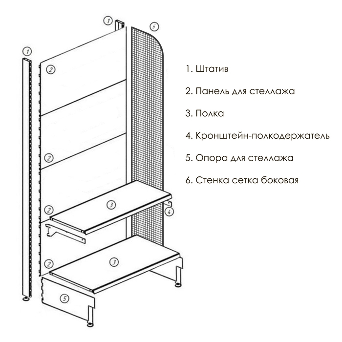Стенка сетка боковая, 1750&times;400 мм, цвет белый