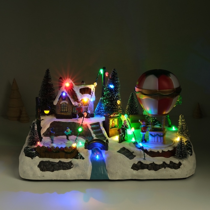 Сувенир пластик световой Сувенир пластик световой "Воздушный шар у катка" крутится 35х20х19 см