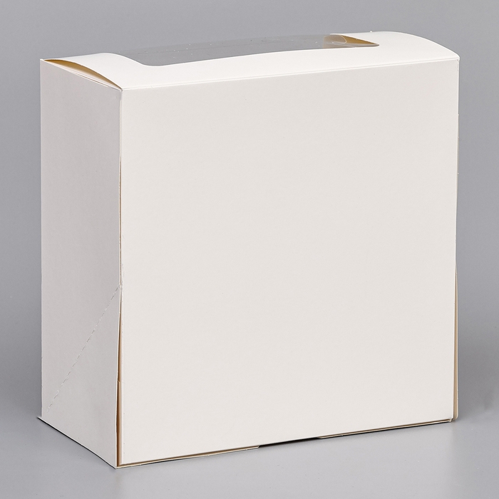 Кондитерская упаковка с окном "Мусс", белый, 23,5 х 23,5 х 11,5 см