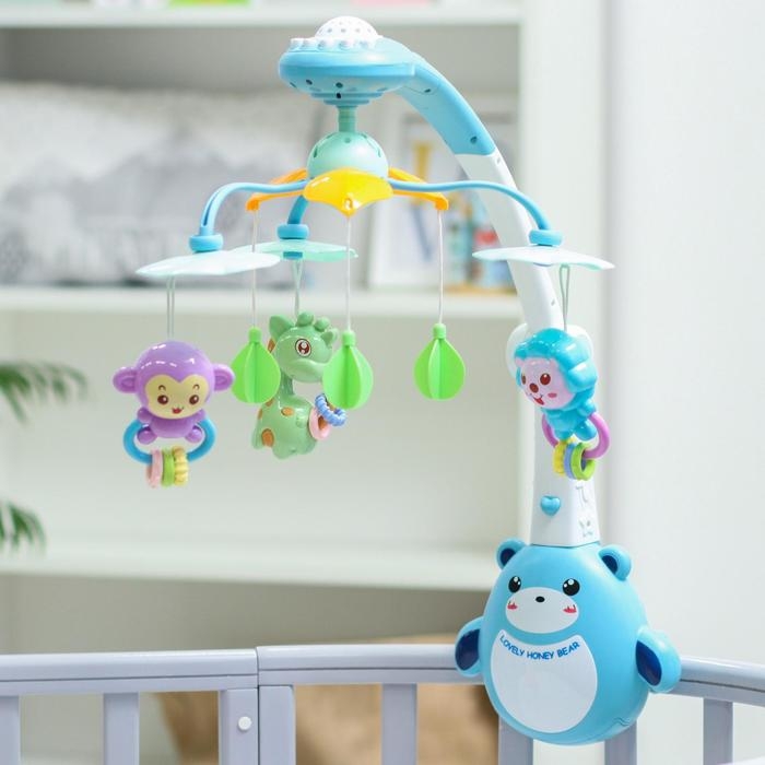 Мобиль музыкальный на кроватку &laquo;Мишка. Африка&raquo;, проектор, пульт, цвет МИКС