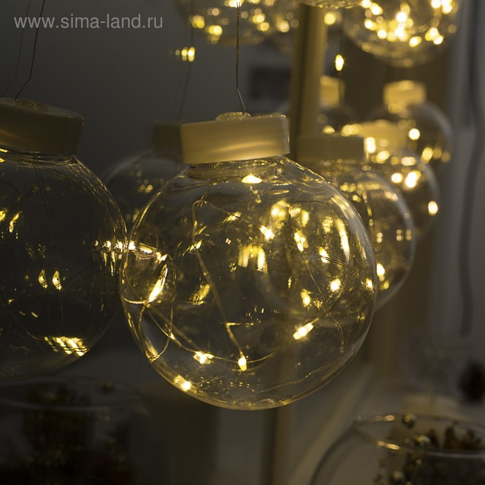 Гирлянда «Бахрома» 2.5 × 0.7 м роса с насадками «Шарики», IP20, серебристая нить, 150 LED, свечение тёплое белое, 12 В Гирлянда «Бахрома» 2.5 × 0.7 м роса с насадками «Шарики», IP20, серебристая нить, 150 LED, свечение тёплое белое, 12 В