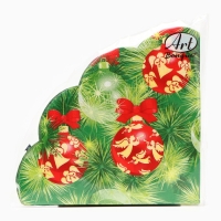 Новогодние салфетки бумажные Art Bouquet Rondo &laquo;Украшение на новогоднюю ель&raquo;, 3 слоя, d 32 см., 12 шт.