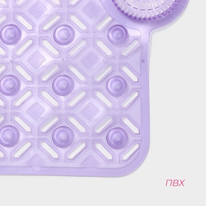 Коврик противоскользящий в ванну на присосках Доляна &laquo;Рельеф&raquo;,37&times;88 см, цвет МИКС