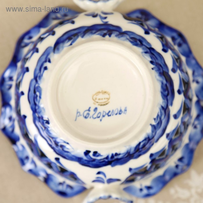 Конфетница «Бабочки», 15×15×8 см, ажурная, гжель Конфетница «Бабочки», 15×15×8 см, ажурная, гжель