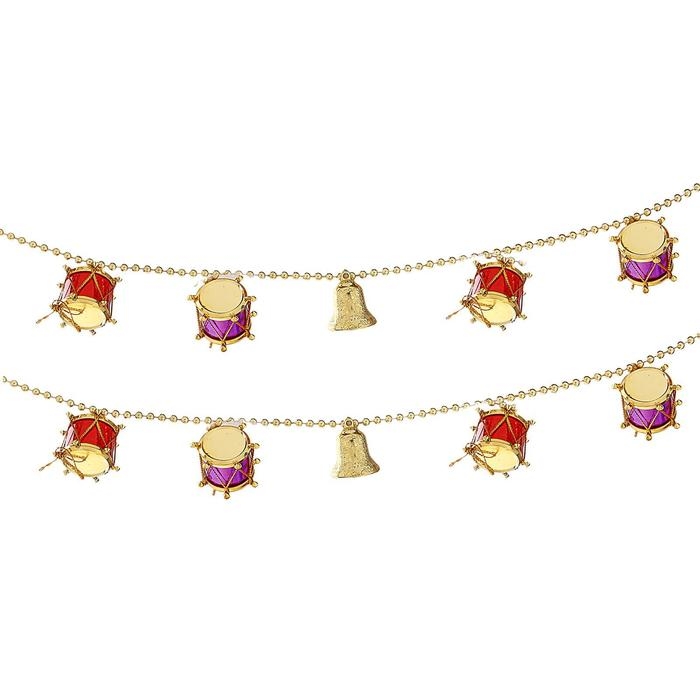 Бусы на ёлку 90 см "Барабаны" золото