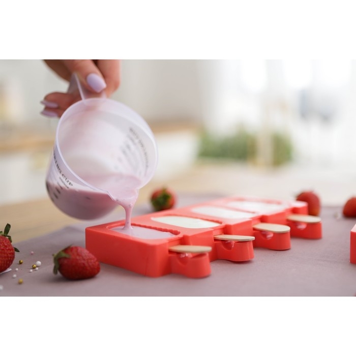 Форма для мороженого Доляна «Эскимо в глазури», силикон, 18,5×12,3×2,5 см, 4 ячейки, цвет МИКС Форма для мороженого Доляна «Эскимо в глазури», силикон, 18,5×12,3×2,5 см, 4 ячейки, цвет МИКС