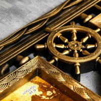 Фоторамка пластик на 5 фото 10х15, 12х12 см "Корабль" тёмное золото 38х48 см Фоторамка пластик на 5 фото 10х15, 12х12 см "Корабль" тёмное золото 38х48 см