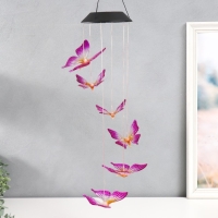 Музыка ветра с подсветкой от солнечной батареи "Бабочки" 13х13х55 см Музыка ветра с подсветкой от солнечной батареи "Бабочки" 13х13х55 см