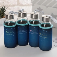 Бутылка для воды стеклянная в чехле &laquo;Звёздное небо&raquo;, 300 мл, h=17 см, цвет МИКС