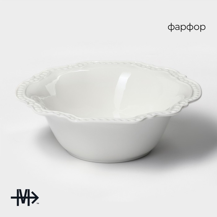 Салатник фарфоровый Magistro «Сюита», 800 мл, d=20,5см, цвет белый Салатник фарфоровый Magistro «Сюита», 800 мл, d=20,5см, цвет белый