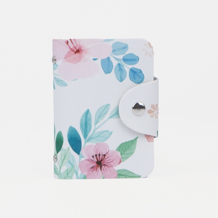 Визитница на кнопке, 24 карты, цвет белый Визитница на кнопке, 24 карты, цвет белый