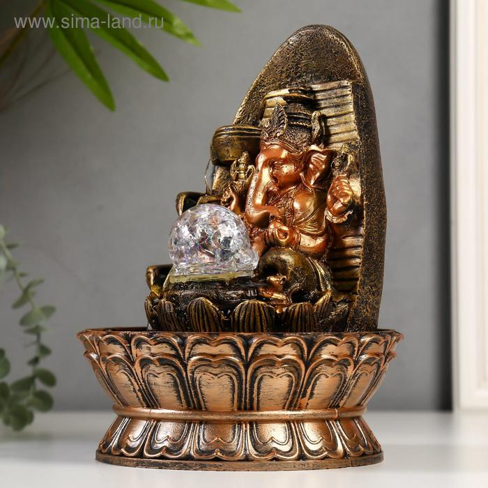 Фонтан настольный от сети, подсветка Фонтан настольный от сети, подсветка "Ганеша у скалы с водопадом" 28х20х20 см