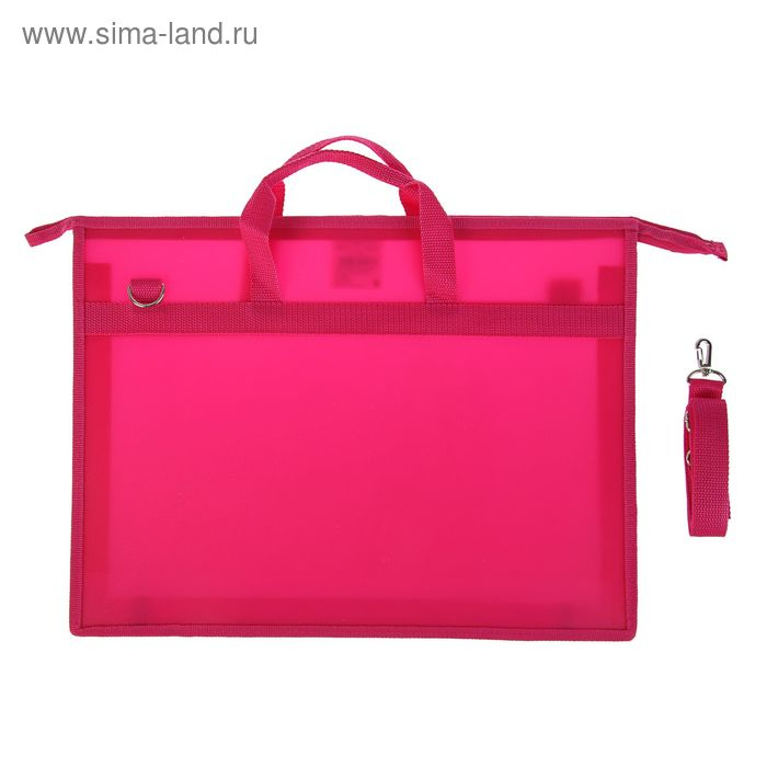 Папка для чертежей и рисунков A3, 420 х 343 х 50 мм, с ручками, пластиковая, молния сверху, 0.9 мм, Папка для чертежей и рисунков A3, 420 х 343 х 50 мм, с ручками, пластиковая, молния сверху, 0.9 мм, "Стандарт" ПР 5, плечевой ремень, розовая