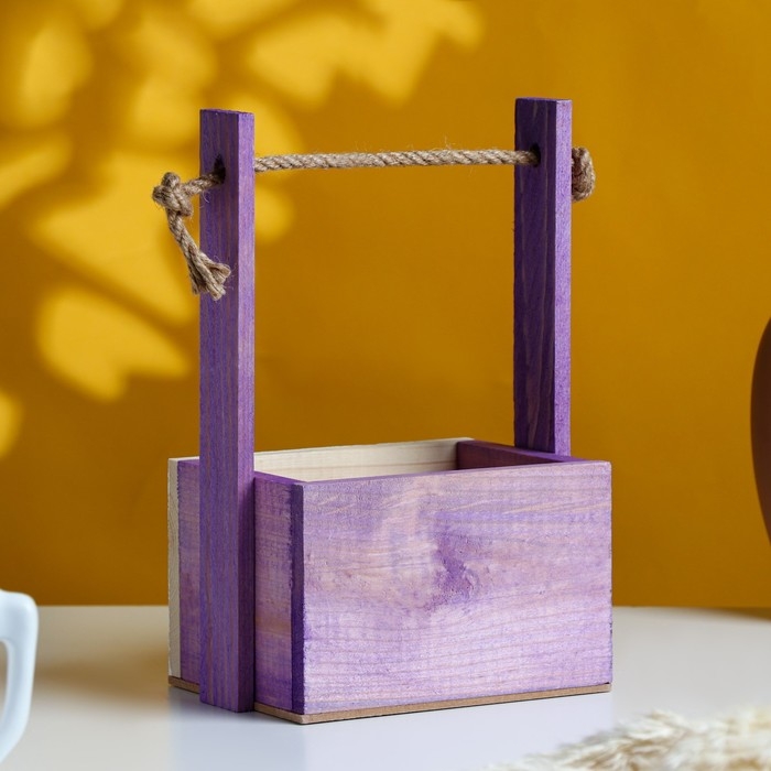 Кашпо деревянное, 15&times;12&times;8.5(25) см "Пауль и Любовь. Прованс, велосипед", с принтом