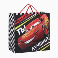Пакет подарочный крафт "Ты лучший!" 22х22х11 см, Тачки Пакет подарочный крафт "Ты лучший!" 22х22х11 см, Тачки