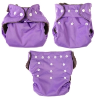 Многоразовый подгузник, 3-15 кг, угольно-бамбуковая ткань, цвет фиолетовый, Крошка Я