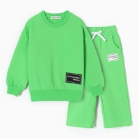 Комплект для девочек (свитшот, брюки), цвет салатовый, рост 110 см