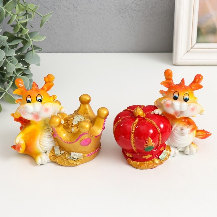 Копилка полистоун Копилка полистоун "Огненный дракоша с коронной" МИКС 11,5х7х9 см