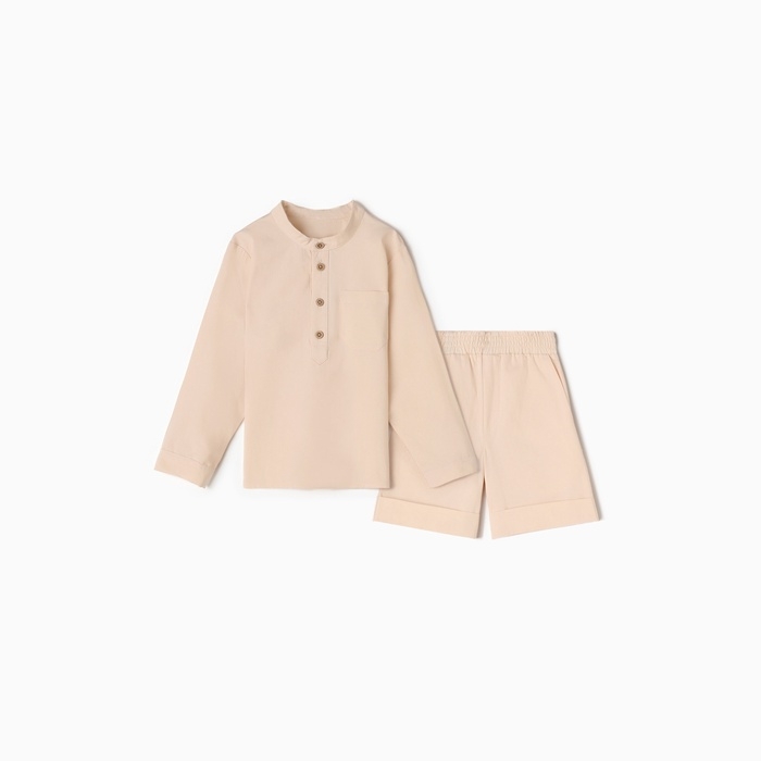 Костюм для мальчика (Рубашка и бермуды) MINAKU, цвет экрю, рост 116 см