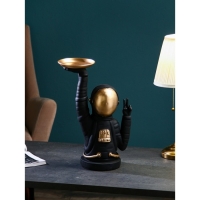 Подставка для мелочей &laquo;Космонавт&raquo;, полистоун, 47 см, цвет чёрно-золотой