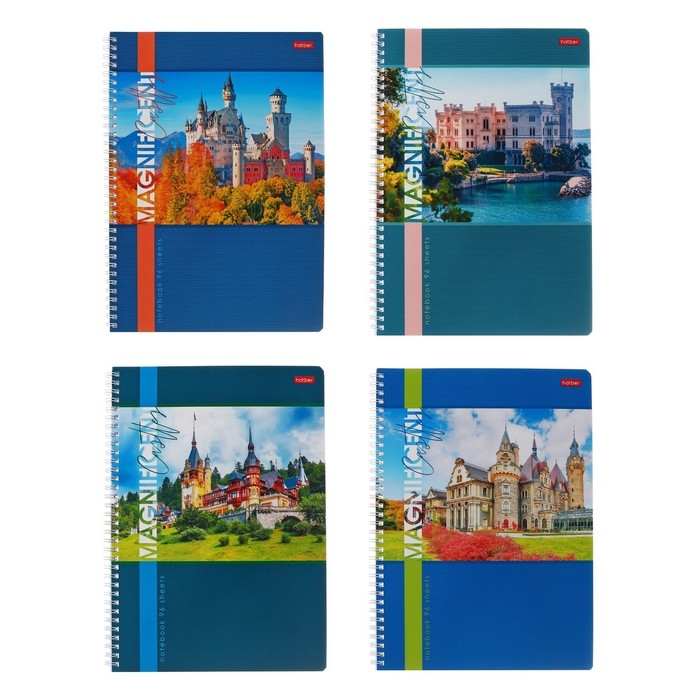 Тетрадь А4, 96 листов в клетку на гребне Великолепные замки, обложка мелованный картон, блок 65г/м2, 4В МИКС Тетрадь А4, 96 листов в клетку на гребне Великолепные замки, обложка мелованный картон, блок 65г/м2, 4В МИКС