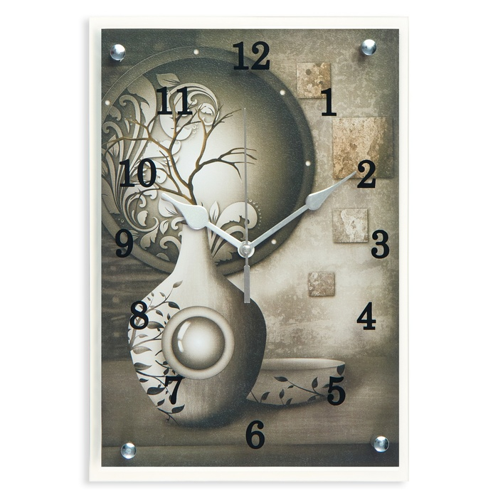 Часы-картина настенные, интерьерные Часы-картина настенные, интерьерные "Серая ваза", бесшумные, 25 х 35 см