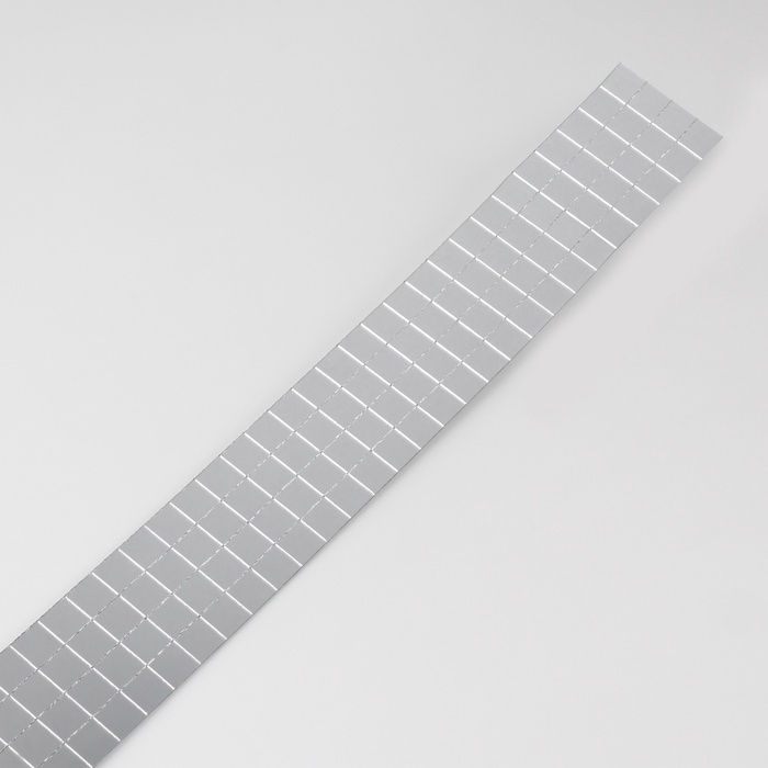 Зеркальная мозайка клеевая, 1 &times; 1 см, 4 ряда 4 см &times; 1 м, серебряное стекло