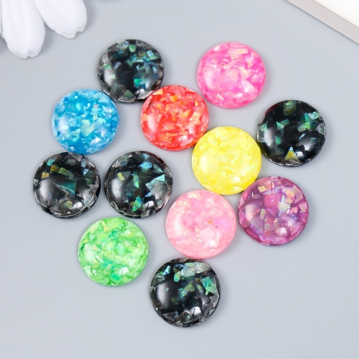 Декор для творчества пластик "Цветная слюда" набор 12 шт 1,6х1,6х0,5 см