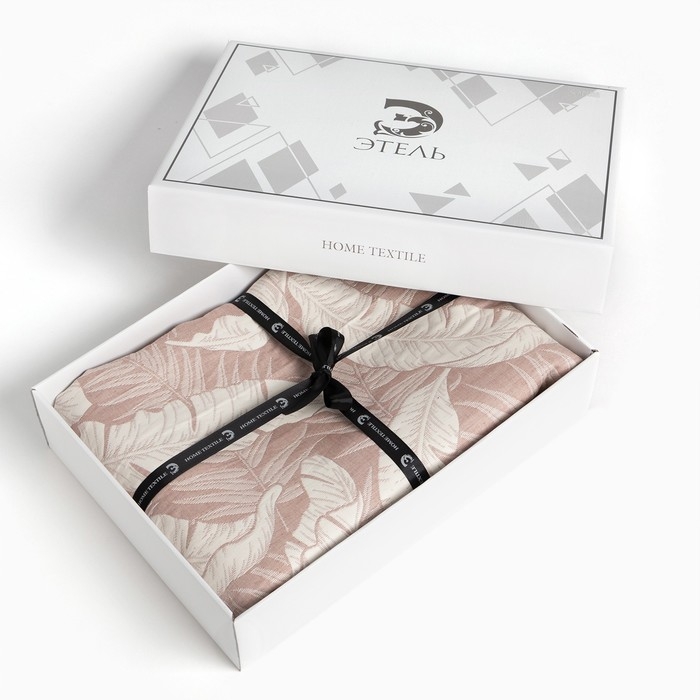 Покрывало хлопковое Этель &laquo;Перья&raquo; 150х240&plusmn;5 см, цвет бежевый, 100%хлопок, 300гр/м2