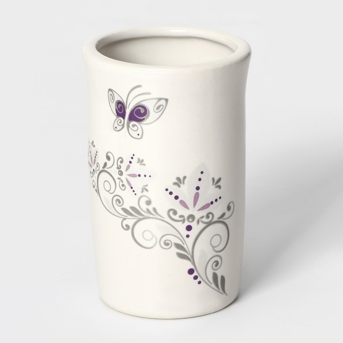 Набор аксессуаров для ванной комнаты Доляна &laquo;Изящество&raquo;, 4 предмета (дозатор 250 мл, мыльница, 2 стакана), цвет белый