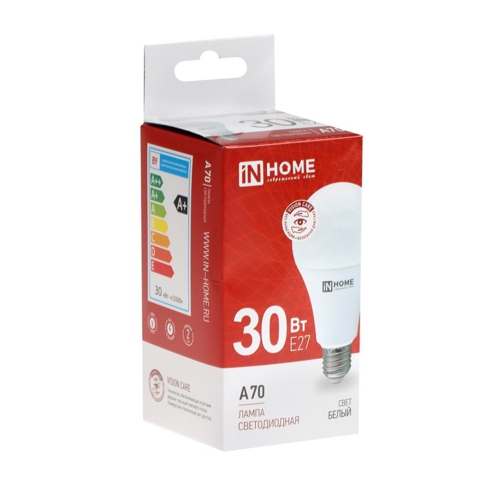 Лампа светодиодная IN HOME LED-A70-VC, Е27, 30 Вт, 230 В, 4000 К, 2850 Лм Лампа светодиодная IN HOME LED-A70-VC, Е27, 30 Вт, 230 В, 4000 К, 2850 Лм