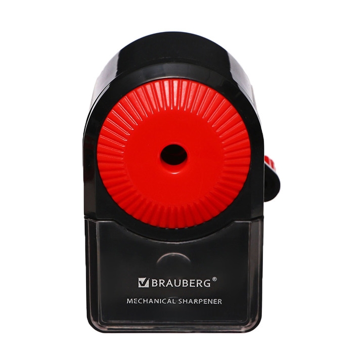 Точилка механическая BRAUBERG ULTRA, крепление к столу, корпус чёрный с красным