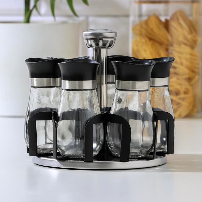 Набор для специй из стекла на подставке &laquo;Сияние&raquo;, 5,5&times;11 см, 6 шт