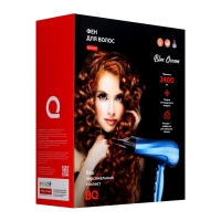 Фен BQ HD2207B, 2400 Вт, 2 скорости, 3 температурных режима, синий