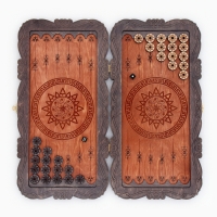 Нарды деревянные большие, резные, настольная игра "Герб", 45 х 45 см