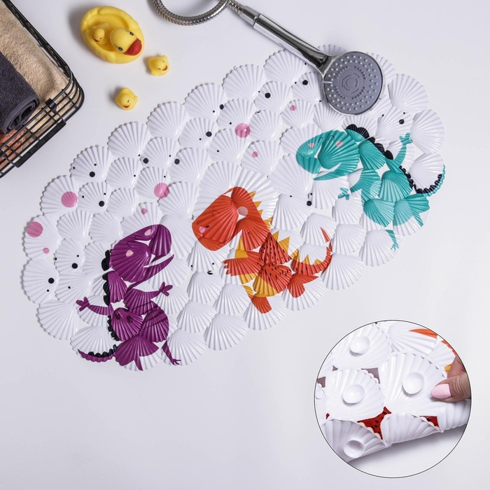 Коврик противоскользящий в ванну на присосках Доляна &laquo;Драконы&raquo;, 38&times;68 см