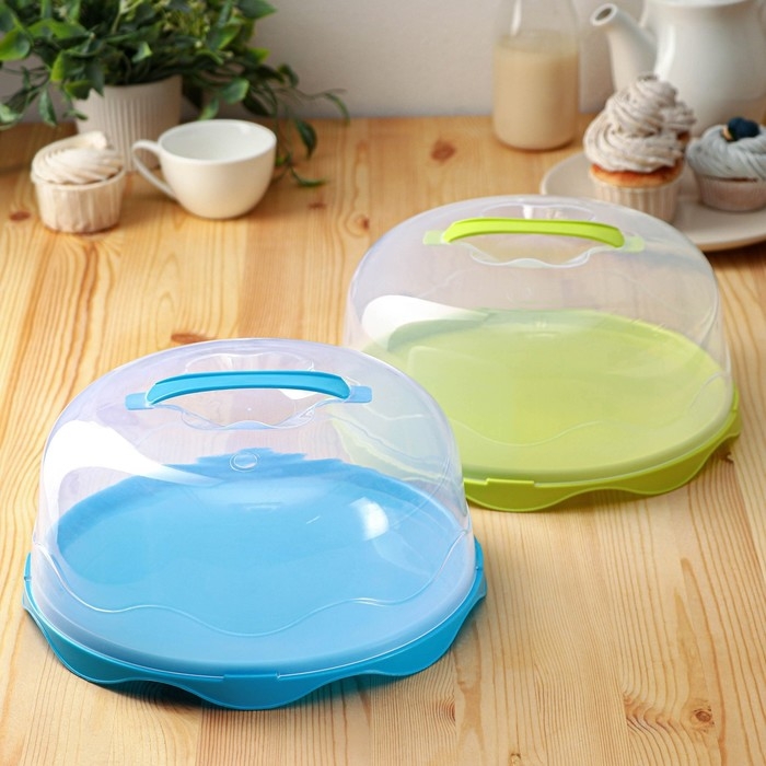 Тортовница с крышкой Доляна, d=26 см, цвет мятный