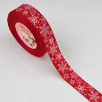 Новый год! Лента репсовая &laquo;Праздничные снежинки&raquo;, 25 мм, 23 &plusmn; 1 м, цвет красный/белый №0026
