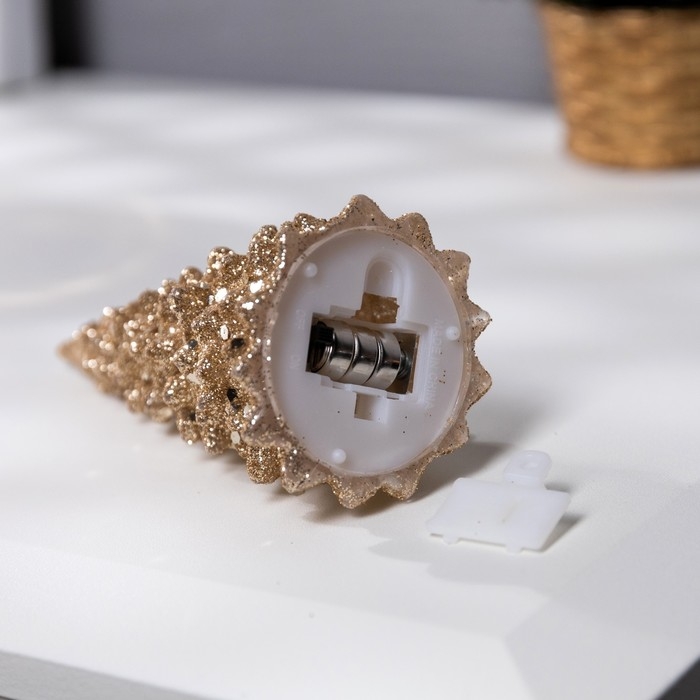 Светодиодная фигура &laquo;Ёлка золотистая&raquo; 5 &times; 12 &times; 5 см, пластик, батарейки LR44 (в комплекте), свечение тёплое белое