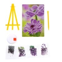 Алмазная мозаика с частичным заполнением на подставке &laquo;Цветы&raquo;, 13 х 19 см, картон