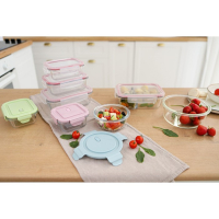 Контейнер для еды из жаропрочного стекла круглый Cook and Freeze, 370 мл, 13,5&times;6 см, цвет МИКС