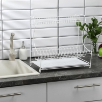 Сушилка для посуды с поддоном 2-х ярусная, настольно-настенная, 39,5&times;25&times;38 см, цвет белый