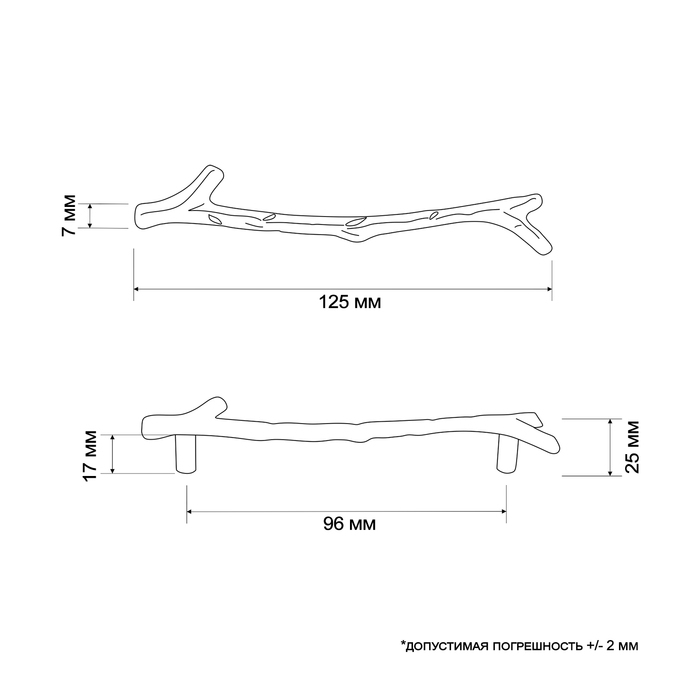 Ручка-скоба CAPPIO "Ветка" RSC009, м/о 96 мм, цвет старинное серебро